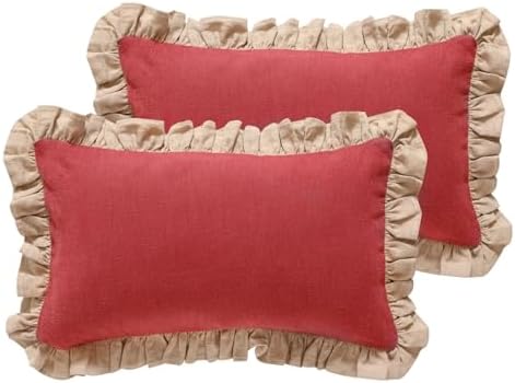 patdrea Vintage Red Linen Throw Pillow Covers by patdrea