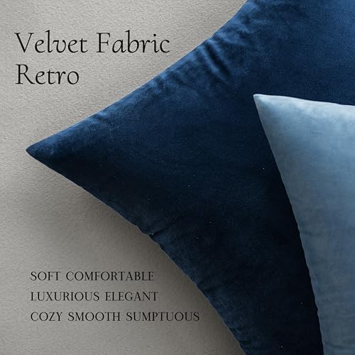 MIULEE Velvet Throw Pillow Covers 14x14 Inch Pack of 2 Dark Blue - Image 5