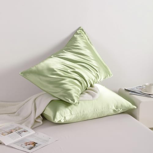 NTBAY Standard Satin Pillowcases, Sage Green - Image 2