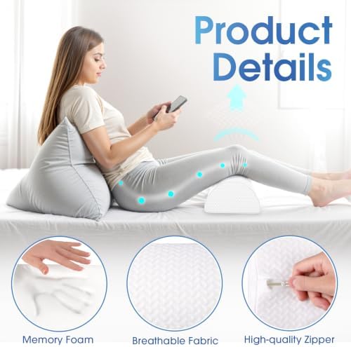 Knee Pillow for Back Sleeping Memory Foam Half Moon Bolster Pillow for Legs - Image 5