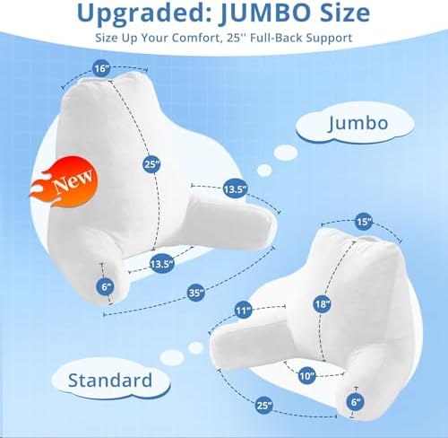Sasttie Reading Pillow for Bed, Back Pillow for Sitting Up - Image 2