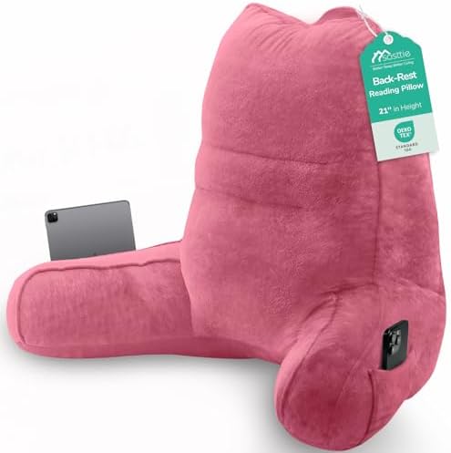 Sasttie Reading Pillow for Bed, Back Pillow for Sitting Up, Rose Pink by SASTTIE