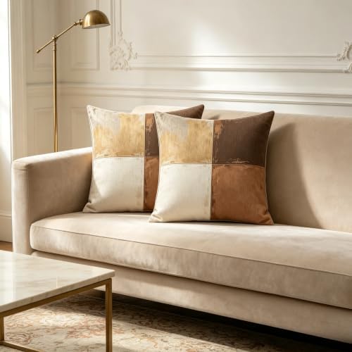 Vintage Earth Tone Quadrants Throw Pillow Covers 18x18 Inch Set of 2 - Image 7