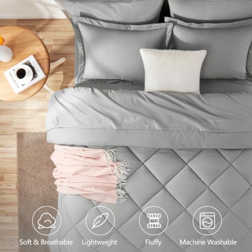 CozyLux Twin Comforter Set 68"x88" Light Grey - Image 2