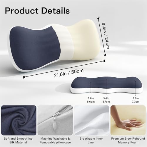 Lumbar Support Pillow for Bed, Memory Foam Pillow for Back Pain Relief - Image 2