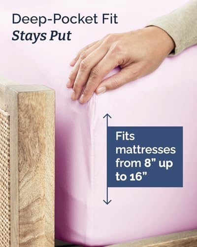 Full XL Sheets - 4 Piece Full XL Sheet Set - Cool & Breathable - Light Pink - Image 4