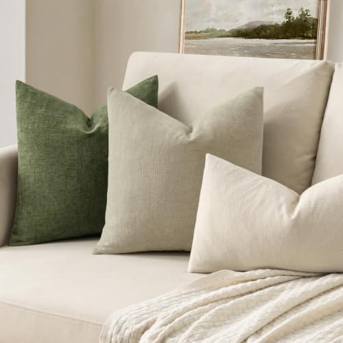 MIULEE Light Taupe Chenille Couch Throw Pillow Covers - Image 2