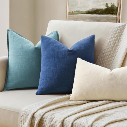 MIULEE Navy Blue Chenille Couch Euro Throw Pillow Covers - Image 2