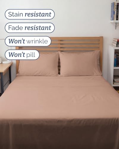 Full XL Sheets - 4 Piece Full XL Sheet Set - Breathable & Cooling - Mauve - Image 5