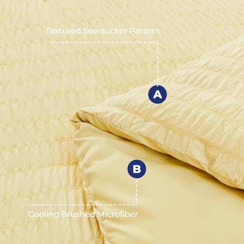 HYMOKEGE Yellow King Size Comforter Set Seersucker 7 Pieces, All Season Luxury - Image 4