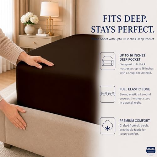 Cottingon 4 PC Cal King Sheets Fits 16" Deep, Egyptian Cotton - Image 7