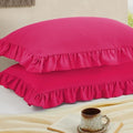 Ruffled Pillow Cases, Hot Pink, King 20"x36" by Cobedzy