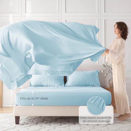 MUXHOMO 7 Pieces Oversized King Comforter Set, Seersucker Bed in a Bag - Image 3