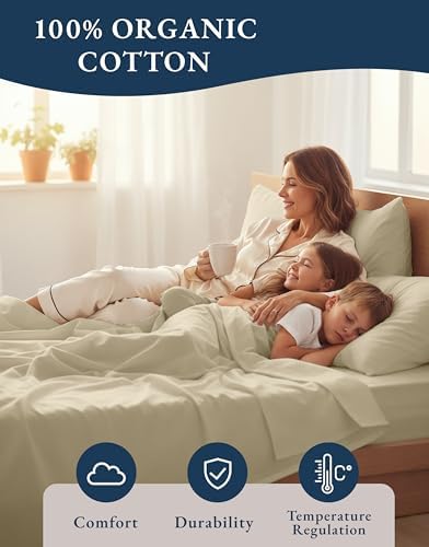 LANE LINEN 100% Organic Cotton Twin Size Bed Sheets, Fully Elasticized - Image 6