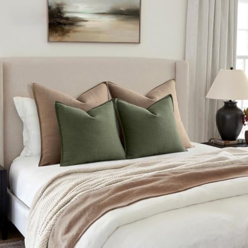 MIULEE Thick Textured Decorative Throw Pillow Covers 18x18 Inch Dark Green - Image 4