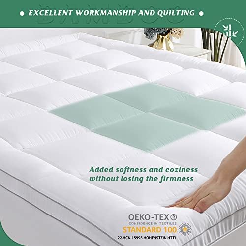 GRT Twin Pillowtop Mattress Topper, Rayon from Bamboo Mattress Cover Padded - Image 4