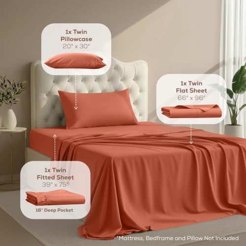 Twin Sheets Set, 3 Pieces 16" Deep Pocket Hotel Luxury Bed Sheets - Image 2