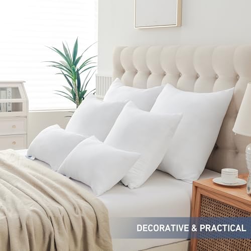 Leeden 26x26 Euro Throw Pillow Inserts Set of 2, Fluffy Pillow Forms - Image 5