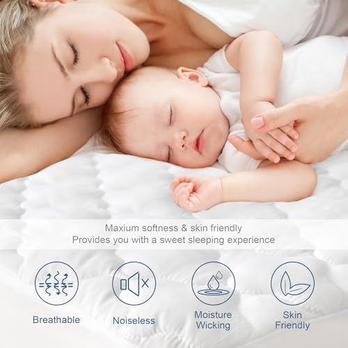 Full Size Mattress Protector Pad Waterproof Quilted, Breathable & Cooling Full - Image 2