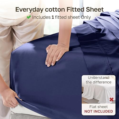 Soft Natural 100% Cotton Sateen Twin XL Fitted Sheets - Image 2