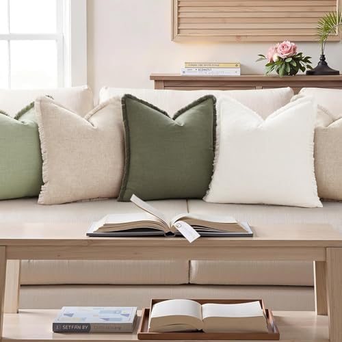 decorUhome Linen Fringe Cream White Throw Pillow Covers 12x20 Set of 2 - Image 7