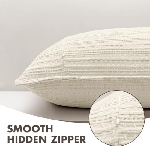 Decorative Waffle Weave Body Pillowcase 20x54 Ivory No Insert - Image 6