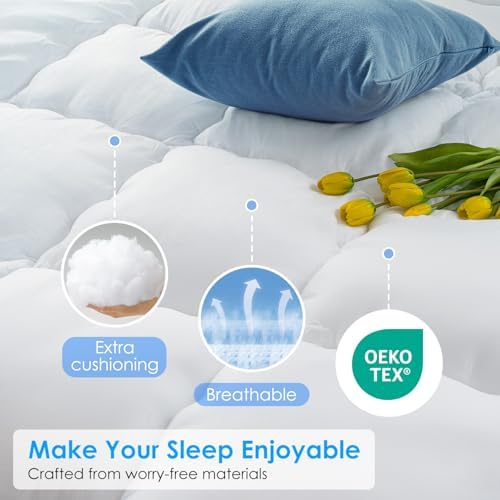 QUEEN ROSE Mattress Topper Full, Cooling Extra Thick Pillow Top Mattress Pad - Image 4