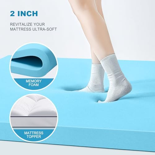 MASVIS Twin XL Size Dual Layer 4 Inch Memory Foam Mattress Topper, 2 Inch Gel - Image 4