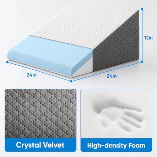 OAISZ Wedge Pillow for Sleep Apnea, 12 Inch Memory Foam Bed Wedge Pillow - Image 4