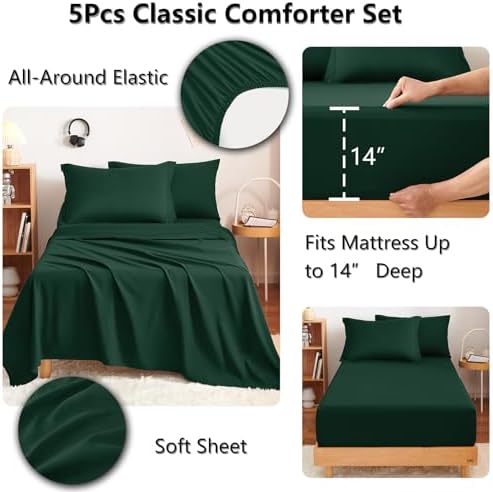 CozyLux Twin XL Comforter Set 68"x88" Emerald Green - Image 5