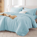 MUXHOMO 7 Pieces Oversized King Comforter Set, Seersucker Bed in a Bag by MUXHOMO