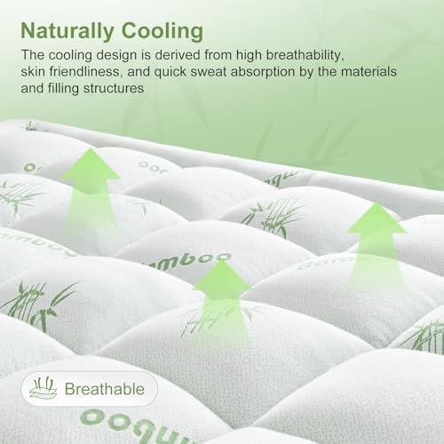 Queen Size Mattress Topper Viscose Derived from Bamboo, Soft Thick Pillow Top - Image 3