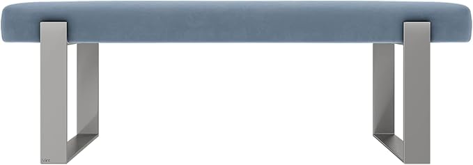 VANT Upholstered Bed Bench - Micro Suede Ocean Blue - Brushed Nickel - Contemporary Modern, Bedroom Bench Seat, Hallway, or Entryway