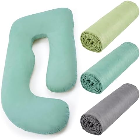 Hahafelt 3 Pcs Pregnancy Pillow Cover U+J Shaped Full Body Pregnancy Pillow by Hahafelt