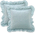 Mywinlle Dusty Blue Plaid Throw Pillow Shams by Mywinlle
