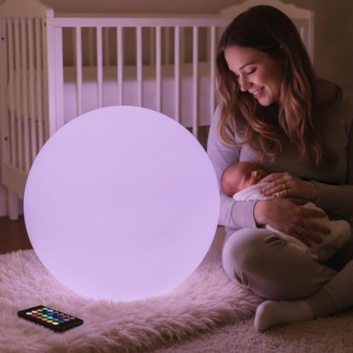 20-inch Rechargeable LED Ball Light, Large Glowing Globe Orb Light w/Remote - Image 3