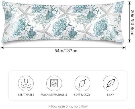 Silk Satin Body Pillow Cover for Hair and Skin, Coastal Long Pillow Case - Image 2