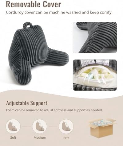 Blissful Diary Reading Pillow for Bed, Backrest Pillow, Slate Gray - Image 5