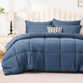 Love's cabin Twin Comforter Set Indigo Blue, 5 Pieces Twin Bed in a Bag by Lovescabin