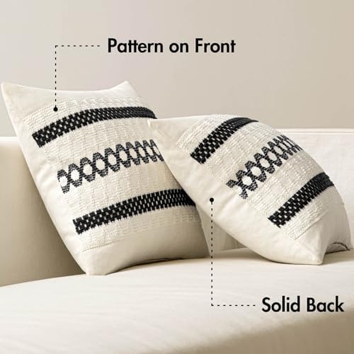 MIULEE Set of 2 Black Boho Decorative Pillow Covers 20x20 Inch - Image 6