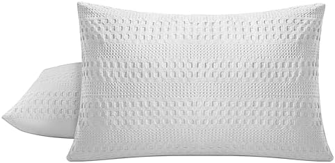 100% Coton Waffle King Size Pillow Cases Set of 2, Soft Aesthetic Pillow Shams - Image 6