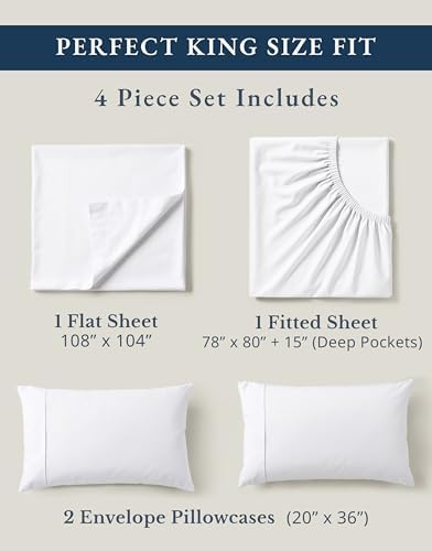 LANE LINEN King Sheets 100% Organic Cotton 4pc Percale Cooling Soft - Image 4