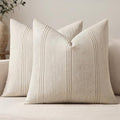 MIULEE Decorative Striped Throw Pillow Covers 16x16 Inch Beige 2 Pack by MIULEE
