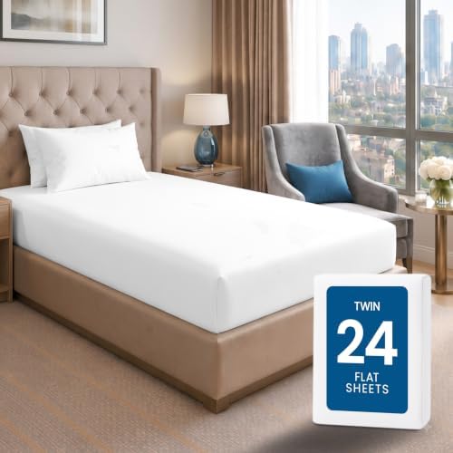 Bulk 24-Pack Twin Flat Sheet Only, Hotel Top Sheet by UTOPIABEDDING