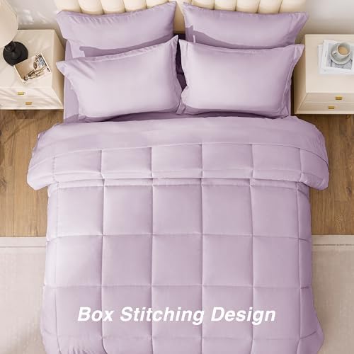 Love's cabin Queen Comforter Set Light Purple, 7 Pieces Queen Bed in a Bag - Image 4