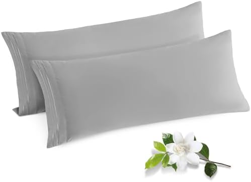 Horbaunal Microfiber Body Pillow Covers, Light Grey, 2 Pack by Horbaunal