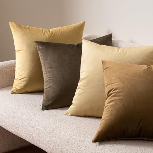 MIULEE 24x24 Inch Pack of 2 Euro Velvet Throw Pillow Covers Chocolate - Image 4