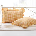 Mywinlle Mustard Yellow Gingham Ruffle Pillow Shams Standard Size Set of 2 by Mywinlle