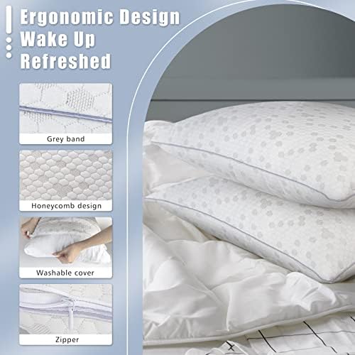 HIMOON Shredded Memory Foam Pillows, Medium Firm King Size Pillows 2 Pack - Image 4