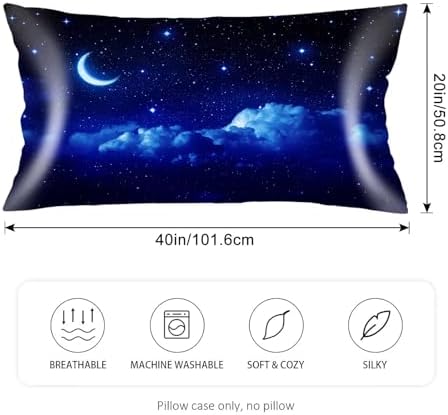 Silk Satin Pillowcase for Hair and Skin, Dark Night Cloud Star Sky Moon Nebula - Image 2